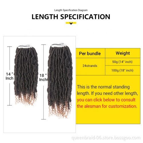 14 Inch 24 Strands/pieces Crotchet Hair Extension Pre-looped Fluffy Braids Bomb Twist Crochet Hair